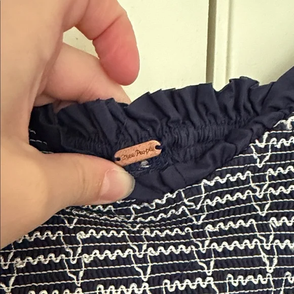 Free People Navy Maxi Dress with Light Blue Ties - Picture 2 of 2